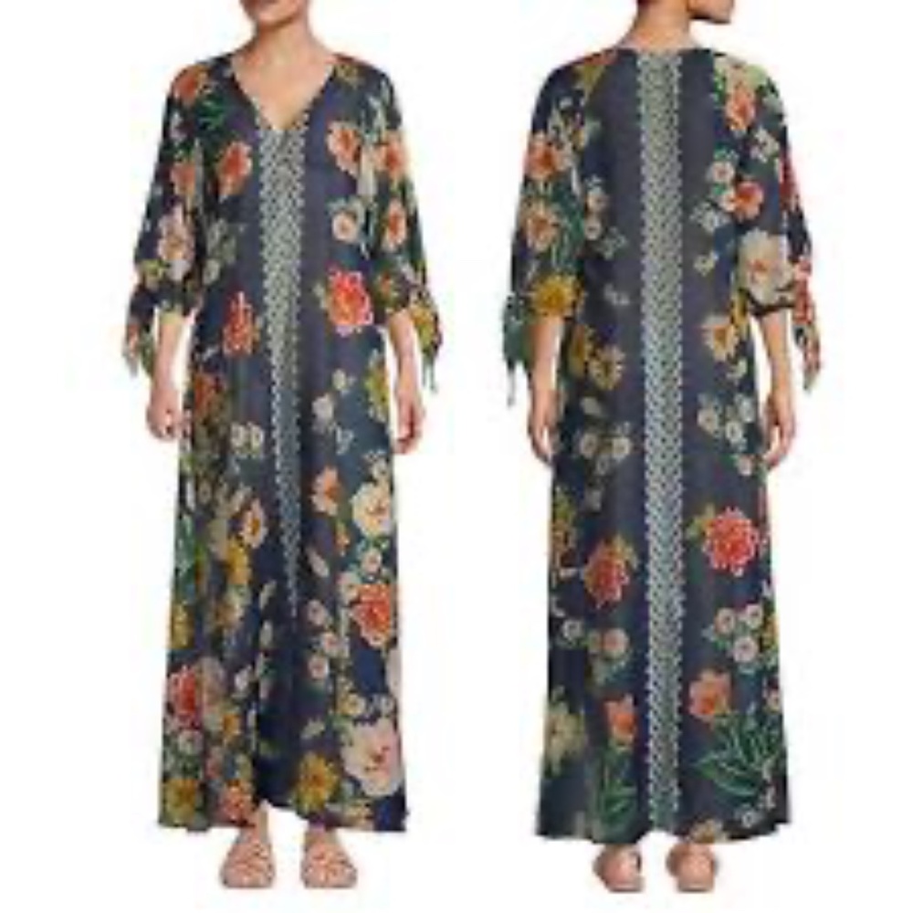NWT JOHNNY WAS PLUS Floral border maxi dress -